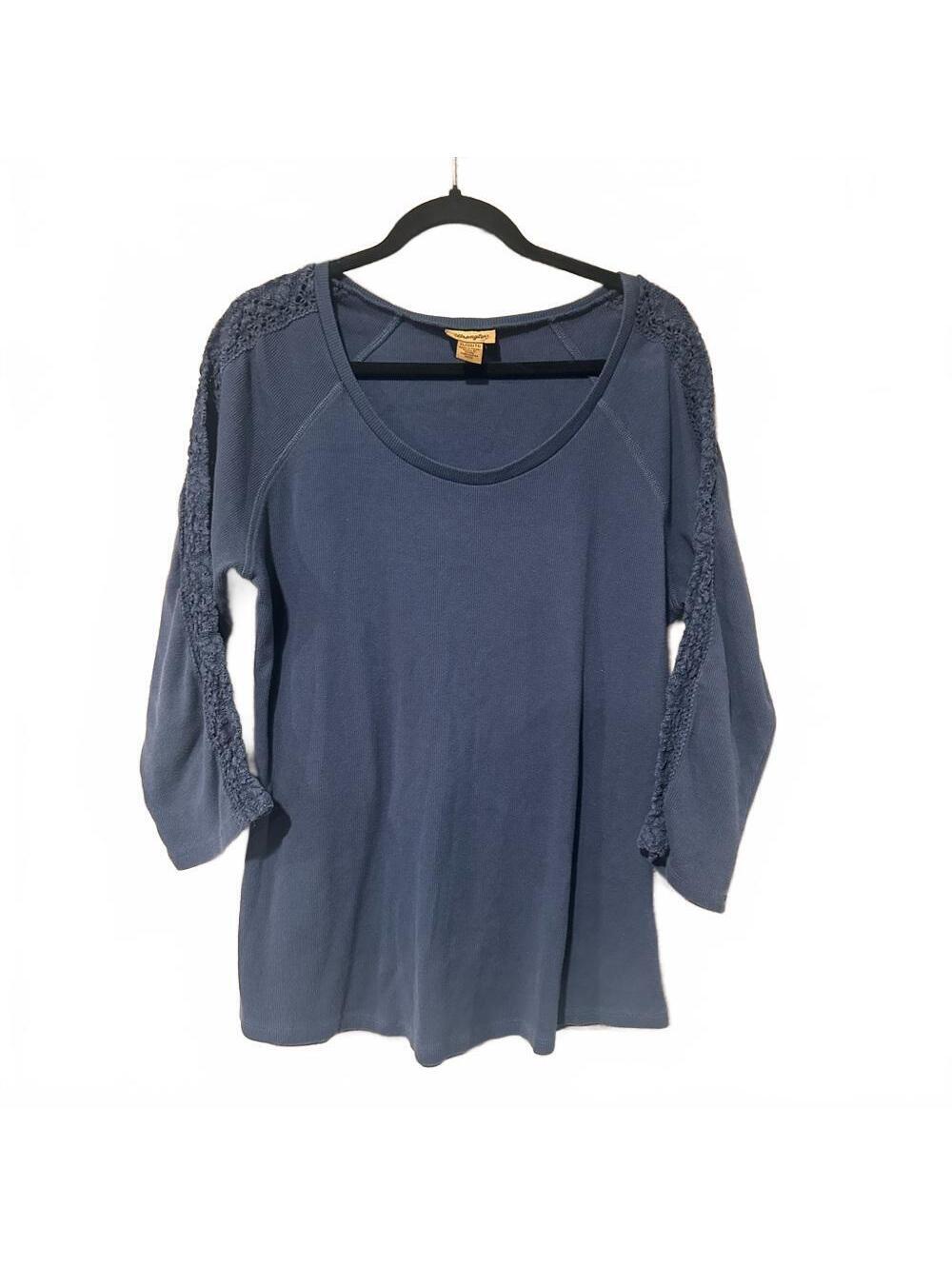 Wrangler Women's Navy Long Sleeve Top with Lace Accents